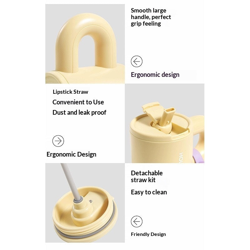 High-Temp Resistant Large-Capacity Water Bottle With Straw