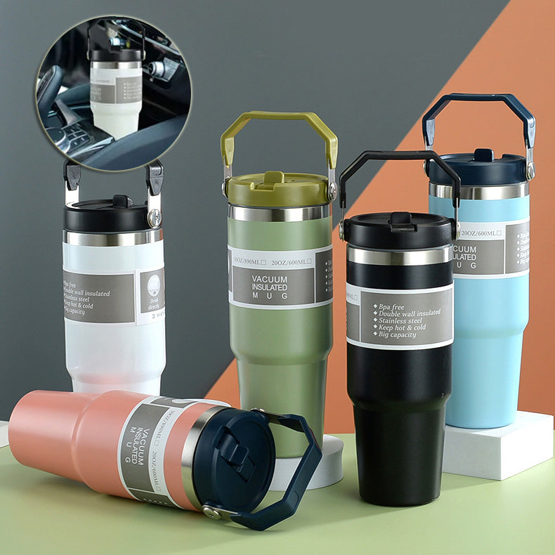 Portable Stainless Steel Travel Tumbler With Handle